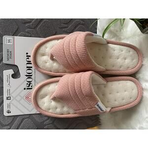 Isotoner Women's Memory Foam Slippers Large 8.5-9 Pink Indoor/Outdoor